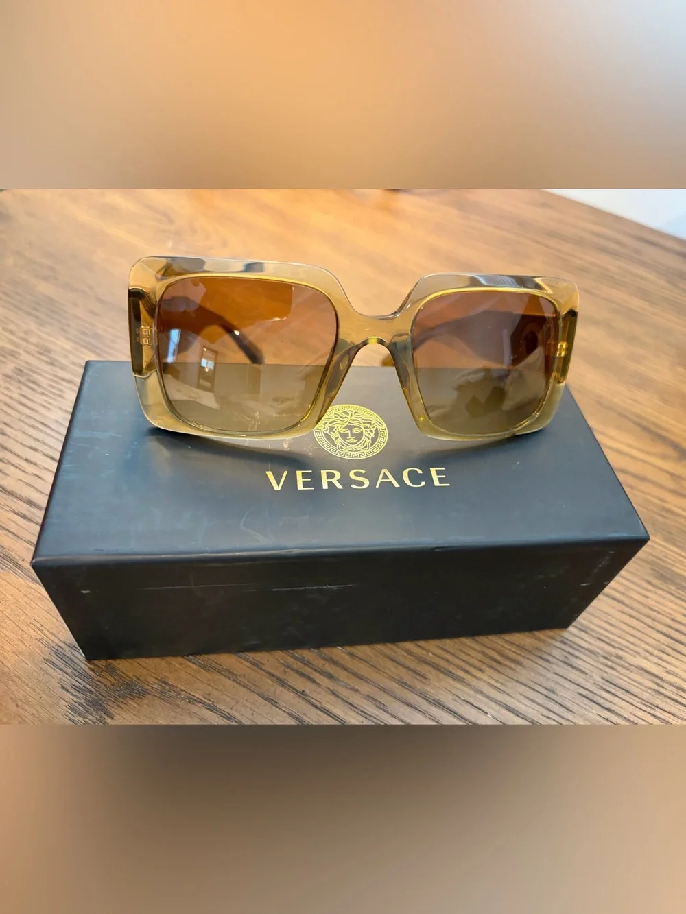 Versace Women’s Amber Brown Gradient Square Sunglasses